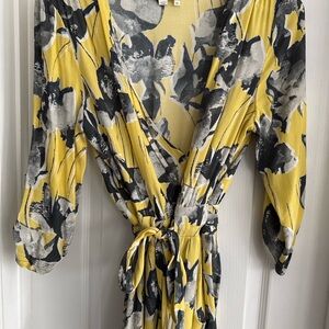 Elevenses Yellow and Gray Floral Dress